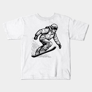 Hand Drawn Snowboarder Kids T-Shirt